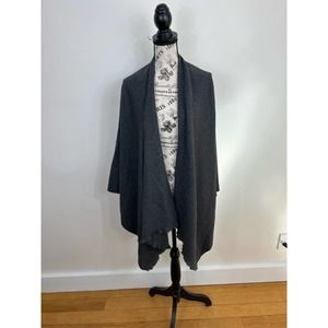 NWT Liz Claiborne Charcoal Heather soft knit raw hem cardigan poncho